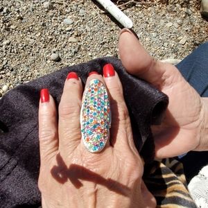 Crystal multi colored ring.
